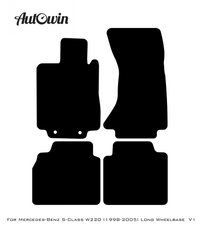 Black Sheepskin Floor Mats For Mercedes Benz S-Class W220 (1998-2005) Long Wheelbase | ER56 Design - AutoWin