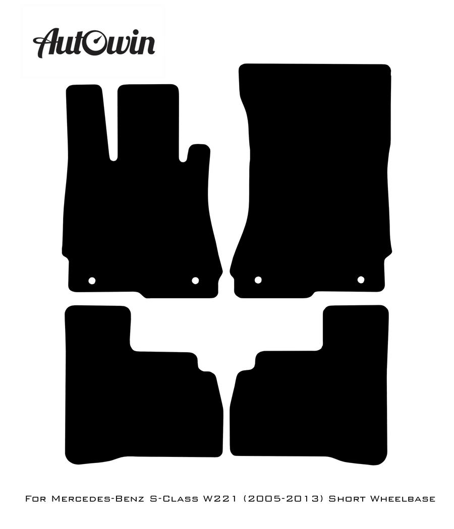 Black Sheepskin Floor Mats For Mercedes Benz S-Class W221 (2005-2013) Short Wheelbase | ER56 Design - AutoWin