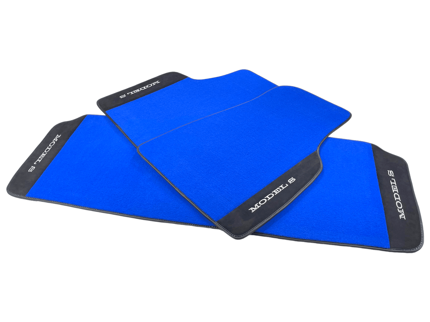 Blue Floor Mats For Tesla Model S With Alcantara Leather - AutoWin