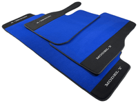 Blue Floor Mats For Tesla Model Y With Alcantara Leather - AutoWin