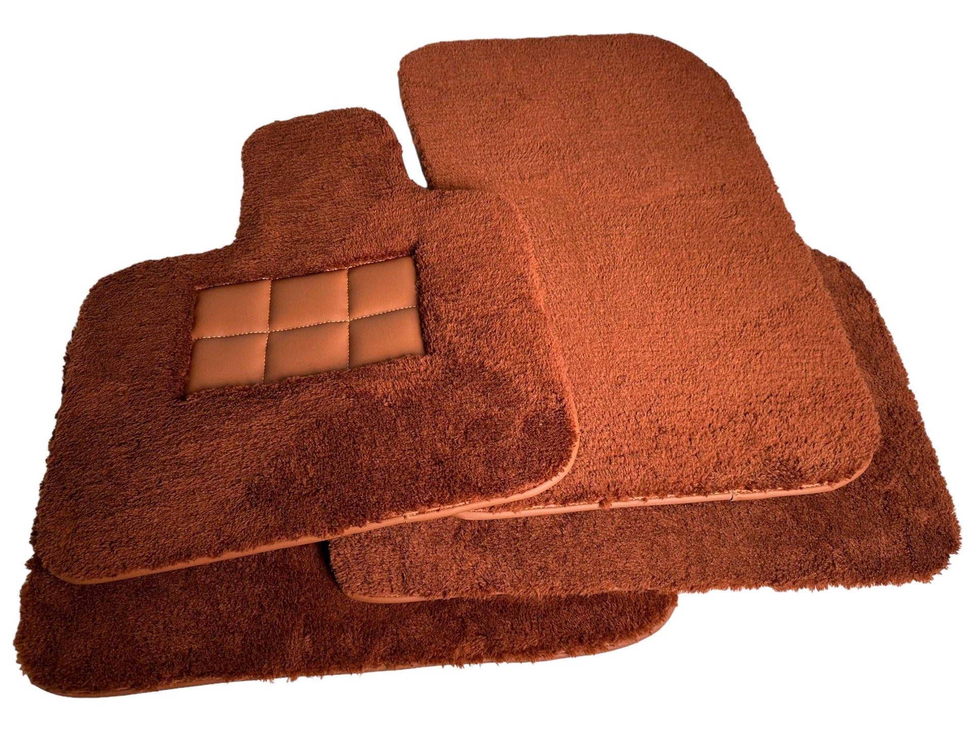 Brown Sheepskin Floor Mats For Rolls Royce Wraith 2013-2023 Er56 Design - AutoWin