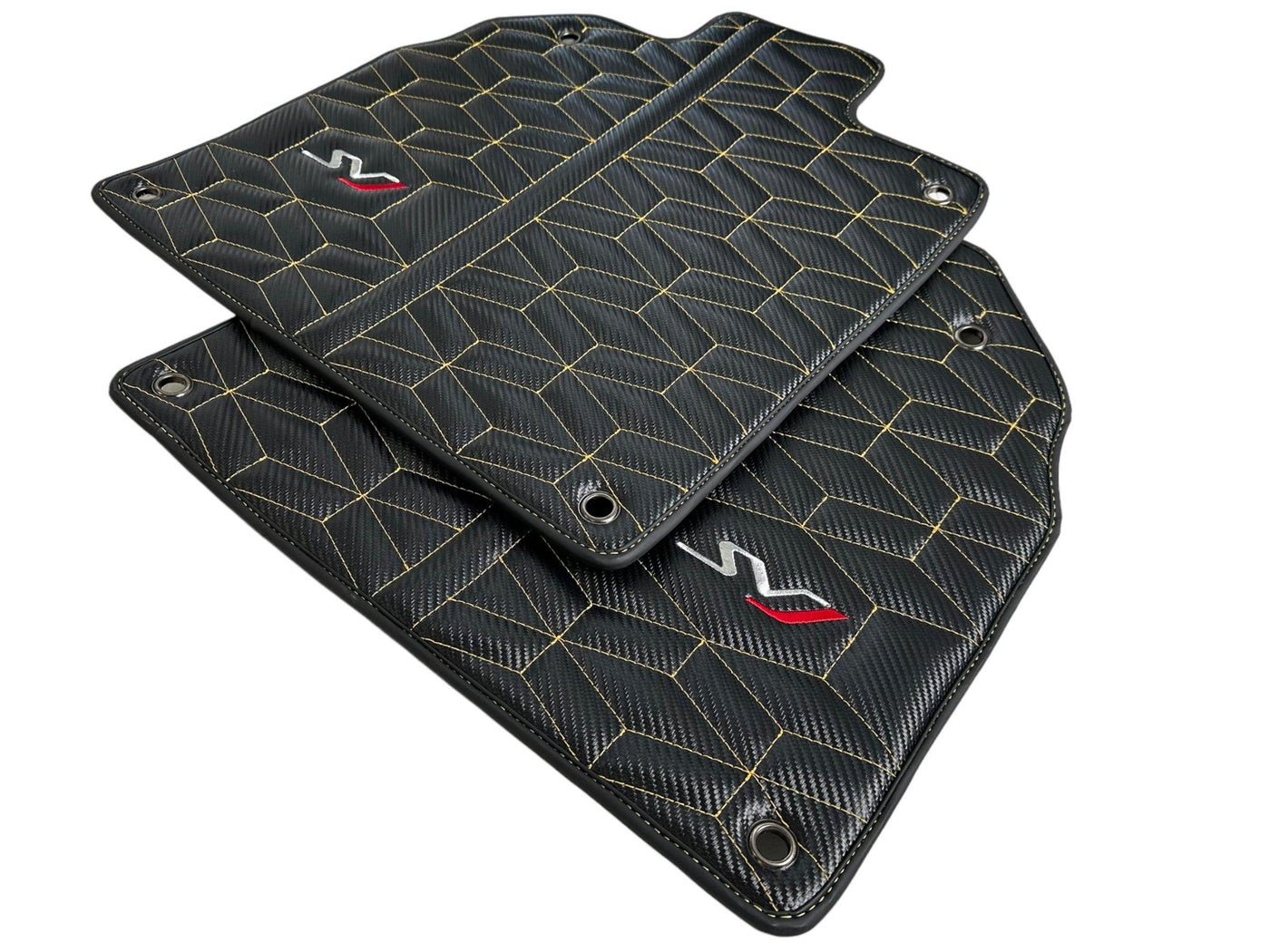 Carbon Leather Floor Mats for Lamborghini Aventador SVJ Limited Edition - AutoWin