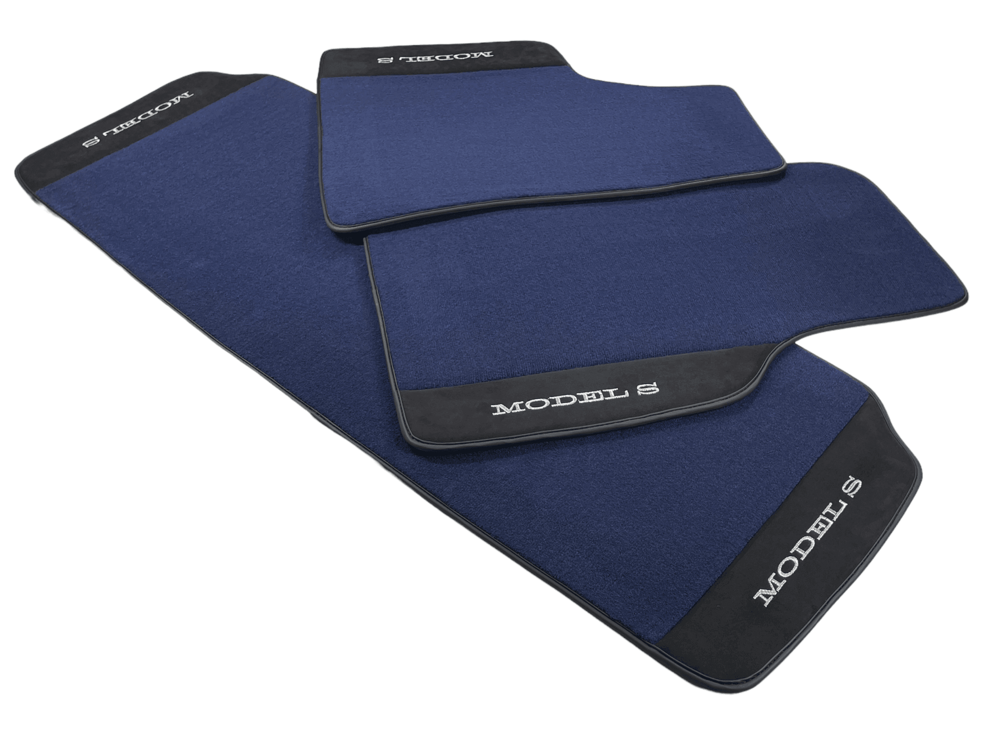 Dark Blue Floor Mats For Tesla Model S With Alcantara Leather - AutoWin