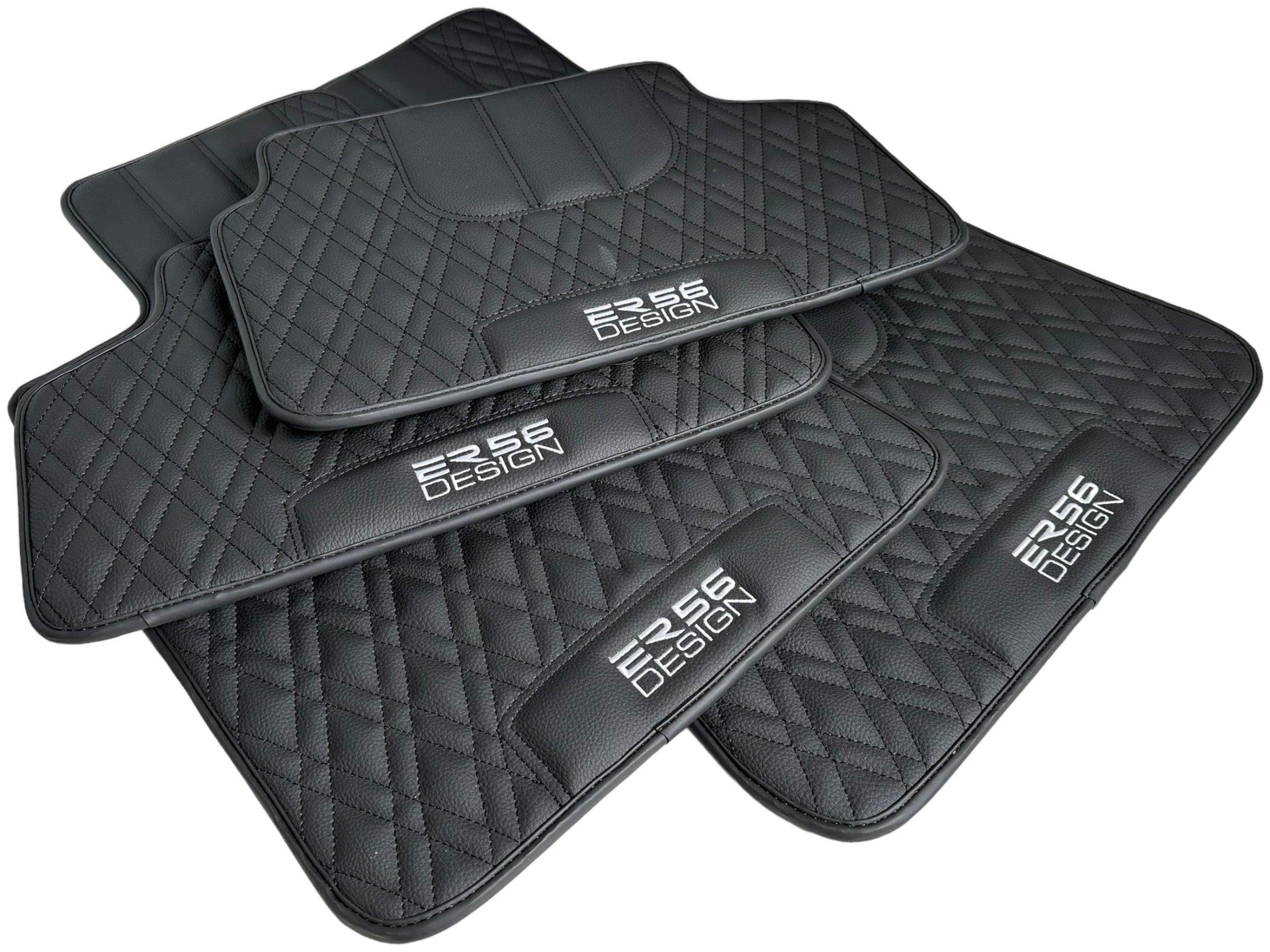 Floor Mats For BMW 5 Series E34 Sedan Black Leather Er56 Design - AutoWin