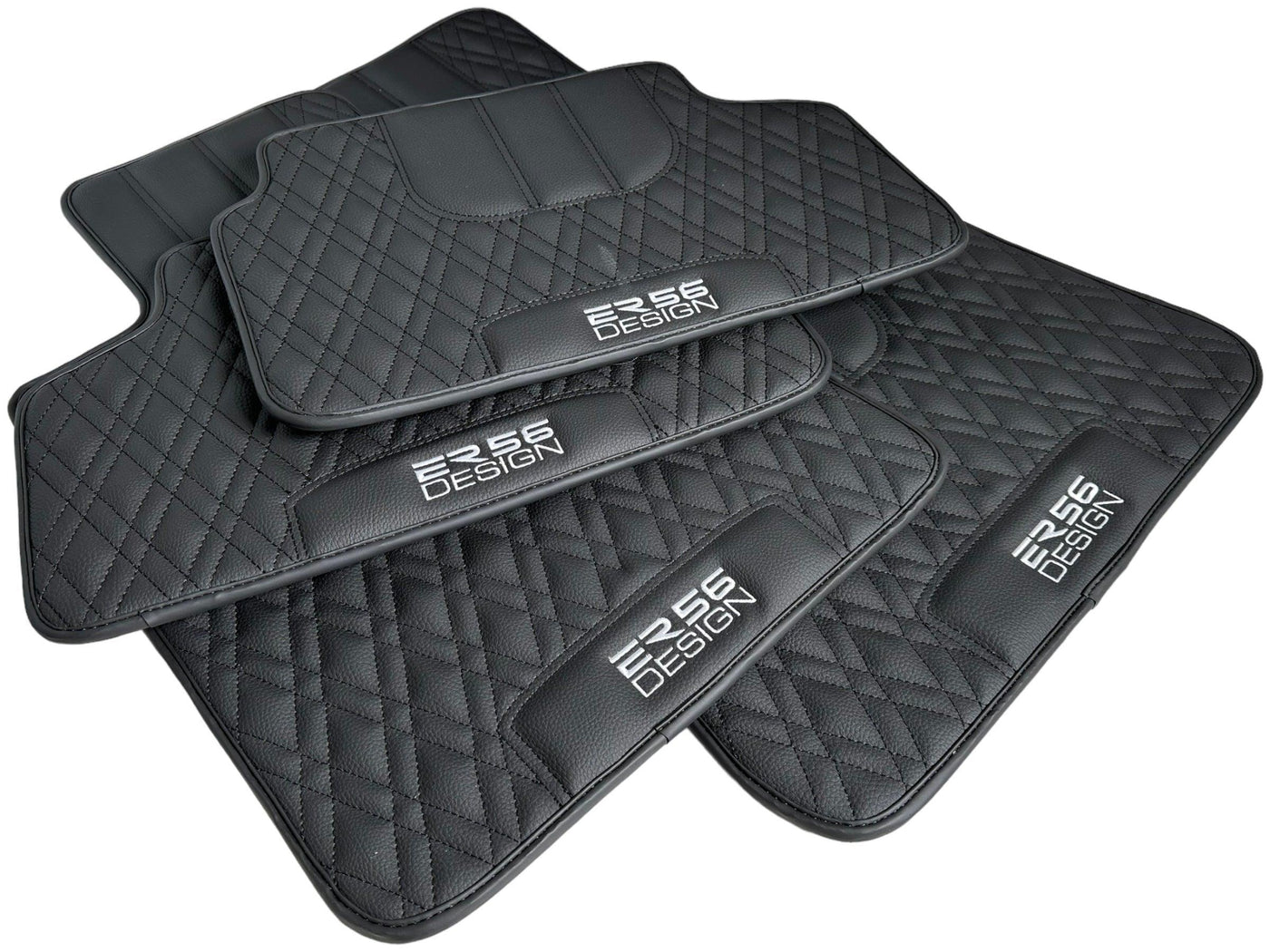 Floor Mats For BMW M3 E46 Black Leather Er56 Design - AutoWin