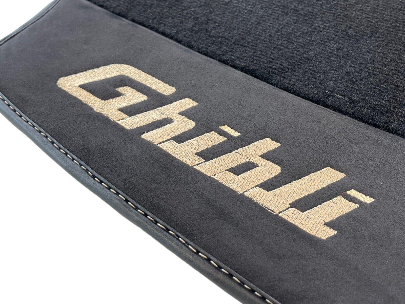 Floor Mats For Maserati Ghibli 2013-2022 Black With Alcantara Leather - AutoWin