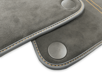 Floor Mats For McLaren 600LT (2018-2020) Alcantara Black Tailored Carpets With Orange Sewing - AutoWin