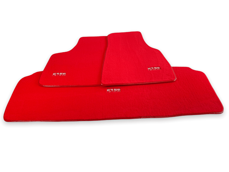 Floor Mats For Tesla Model X (6 Seats) Red Tailored Carpets ER56 Design - AutoWin