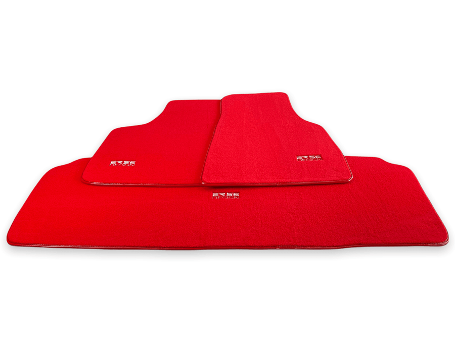 Floor Mats For Tesla Model X (6 Seats) Red Tailored Carpets ER56 Design - AutoWin