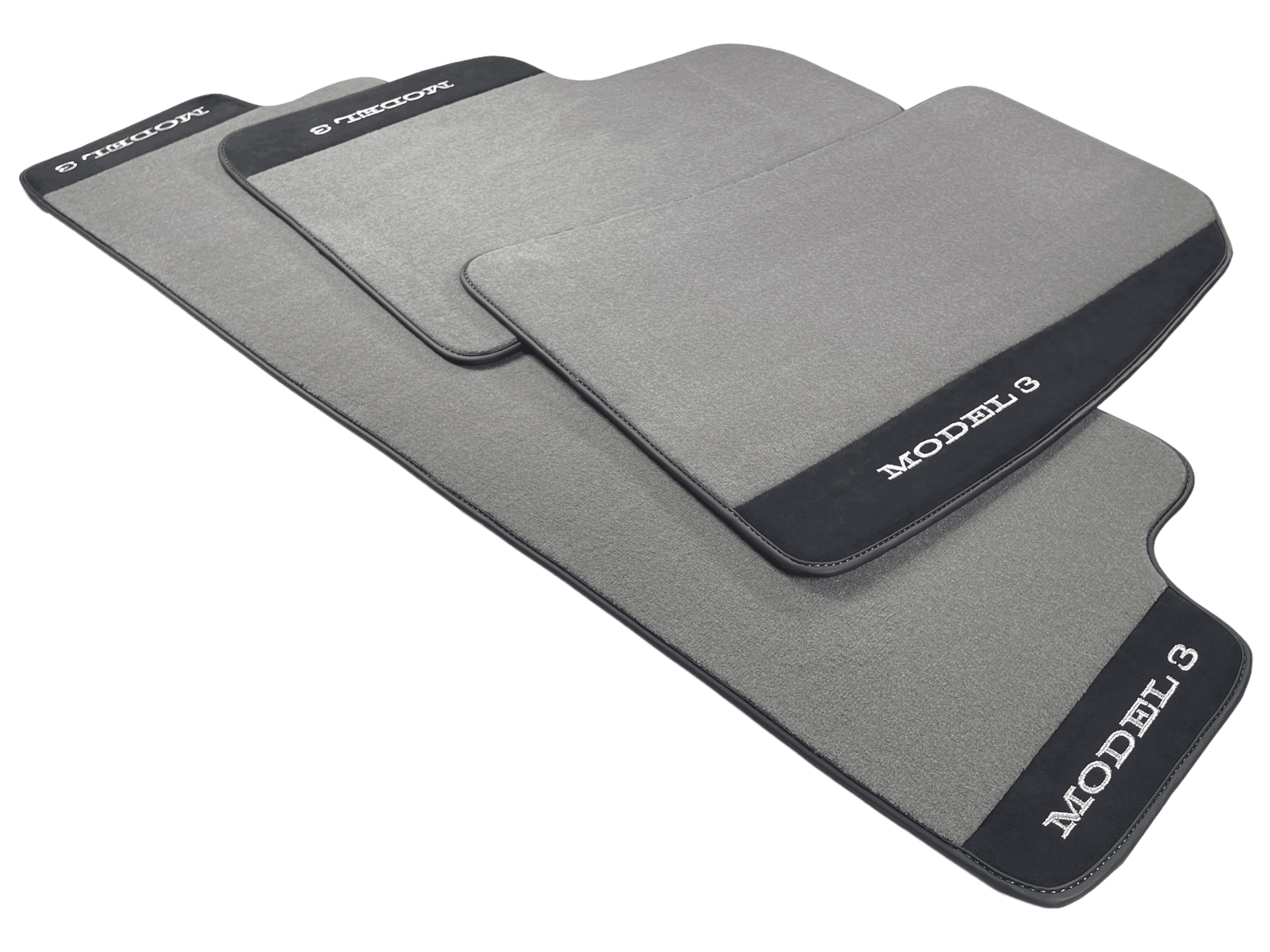 Gray Floor Mats For Tesla Model 3 With Alcantara Leather - AutoWin