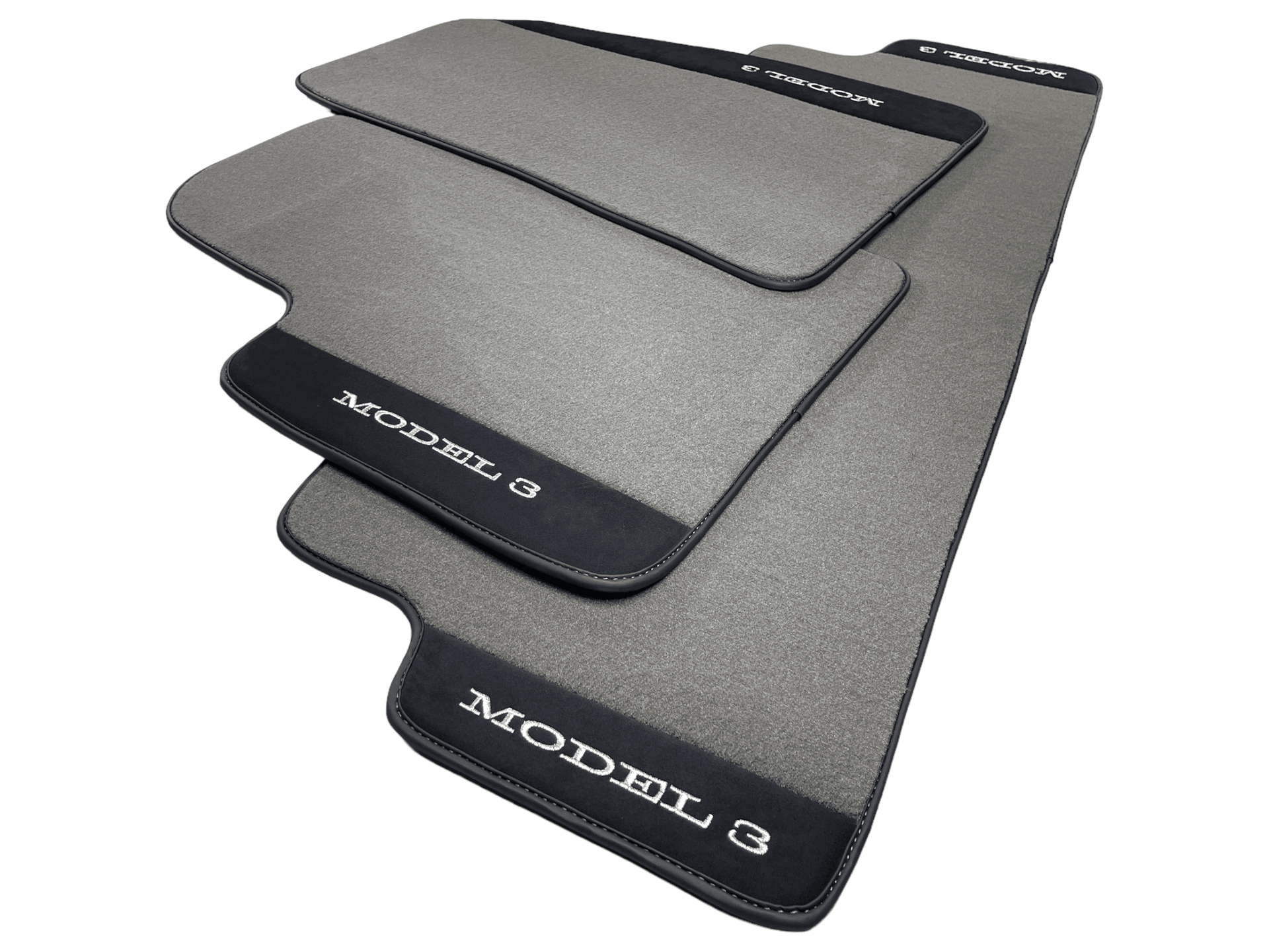 Gray Floor Mats For Tesla Model 3 With Alcantara Leather - AutoWin