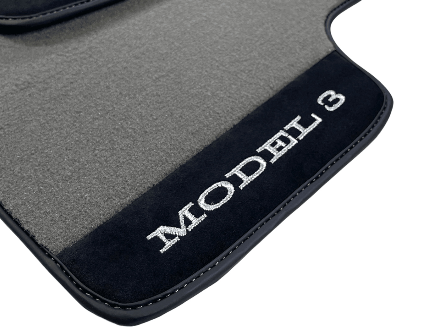Gray Floor Mats For Tesla Model 3 With Alcantara Leather - AutoWin