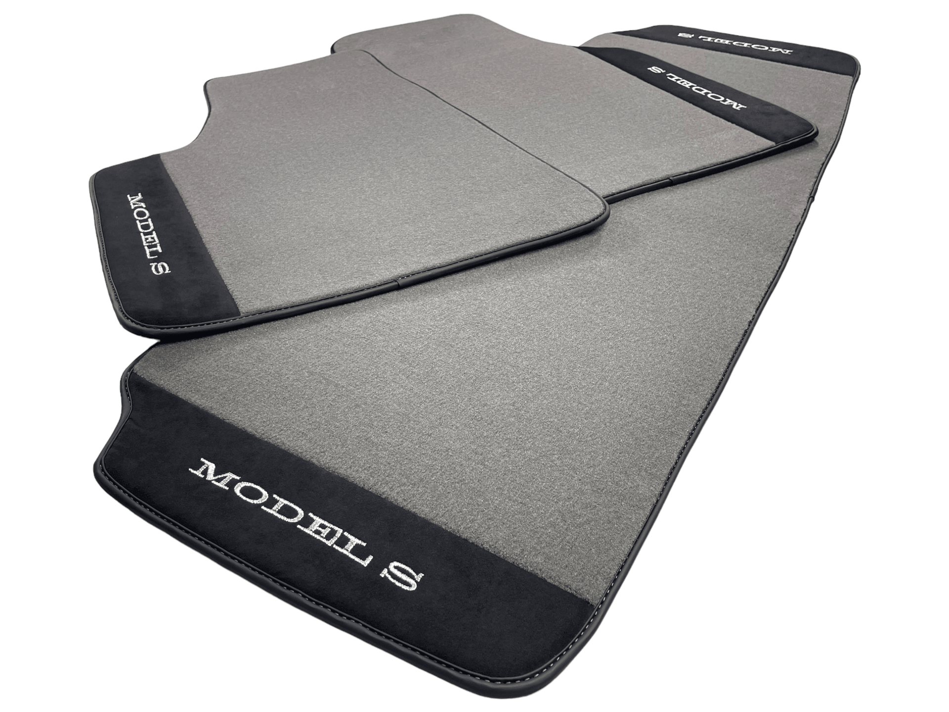 Gray Floor Mats For Tesla Model S With Alcantara Leather - AutoWin