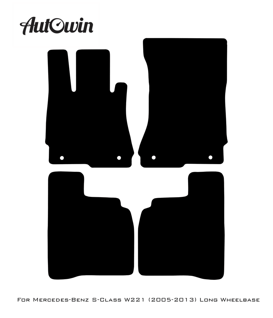 Gray Luxury Floor Mats For Mercedes Benz S-Class W221 (2005-2013) Long Wheelbase | ER56 Design - AutoWin
