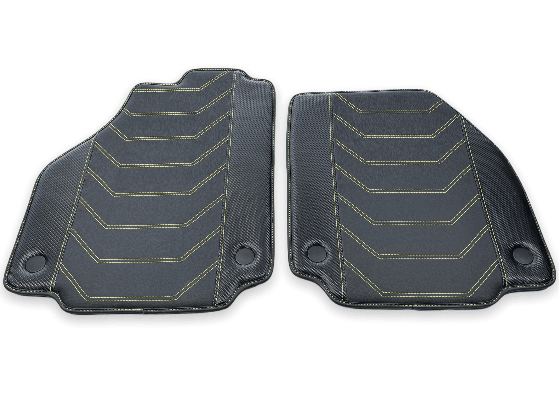 Leather Floor Mats For Ferrari 488 Spider 2016-2022 Yellow Sewing - AutoWin