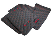 Leather Floor Mats for Porsche Cayenne GTS 2018-2023 Red Sewing - AutoWin