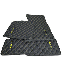 Leather Floor Mats for Porsche Panamera 2017-2023 971 Yellow Sewing - AutoWin