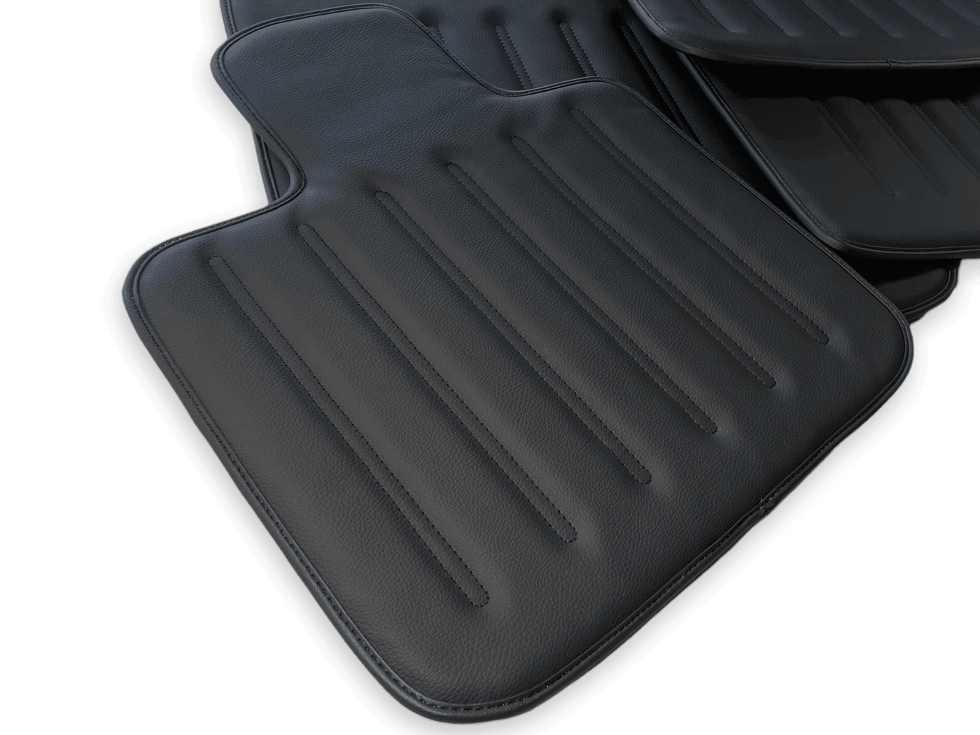 Leather Floor Mats For Rolls Royce Black Badge Ghost Series II (2021-2024) Black - AutoWin