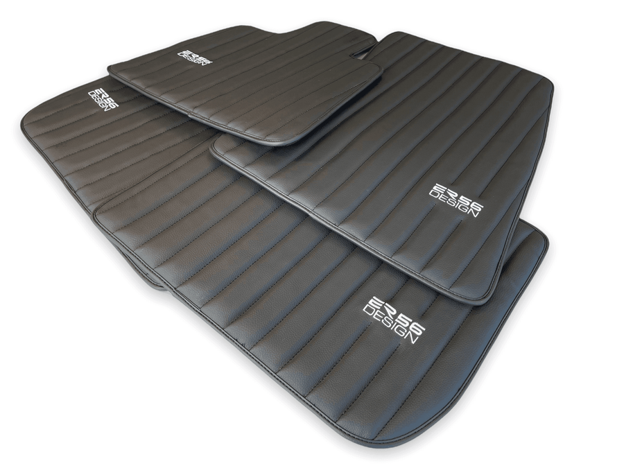 Black Leather Floor Mats for Rolls Royce Phantom VIII (2017-2024) ER56 Design Brand - AutoWin