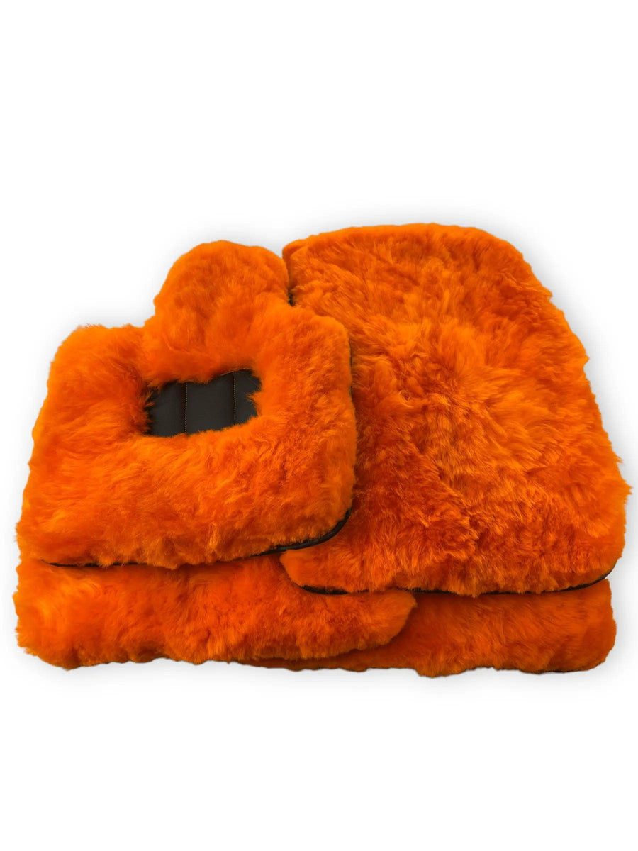 Orange Sheepskin Floor Mats For Bentley Flying Spur (2013-2019) Er56 Design Brand - AutoWin