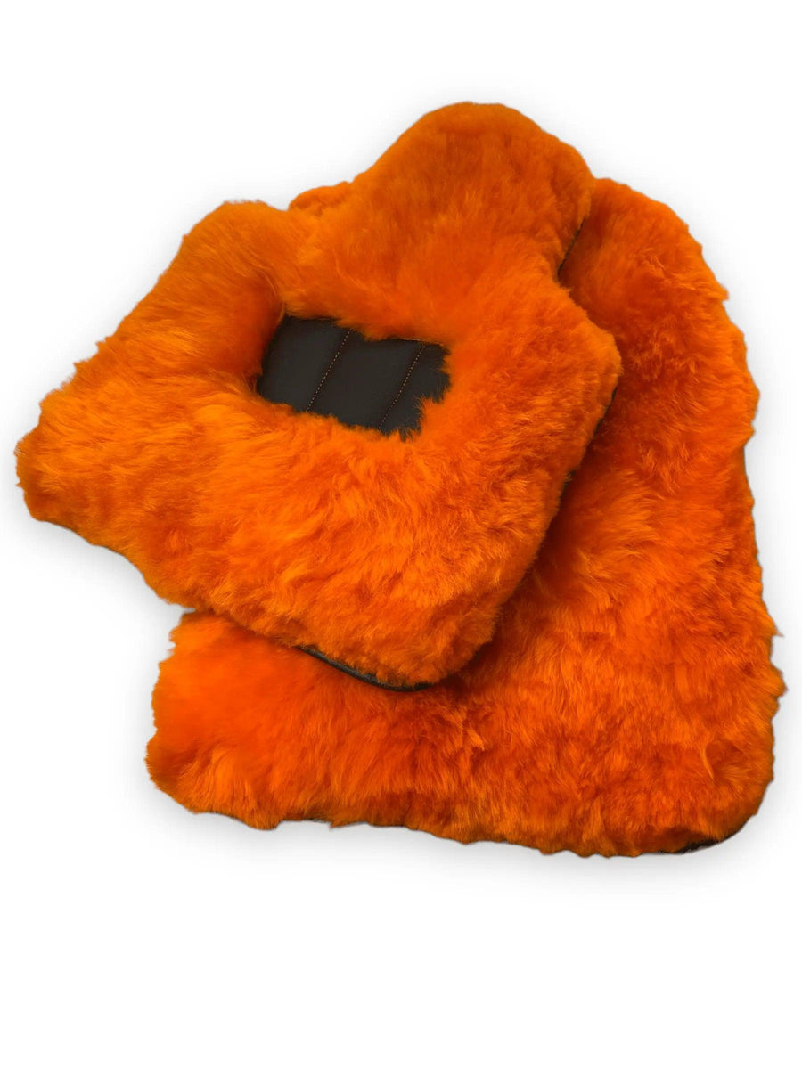 Orange Sheepskin Floor Mats For Bentley Flying Spur (2013-2019) Er56 Design Brand - AutoWin