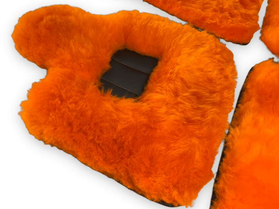 Orange Sheepskin Floor Mats For Rolls Royce Dawn Rr6 2016-2023 Er56 Design Brand - AutoWin