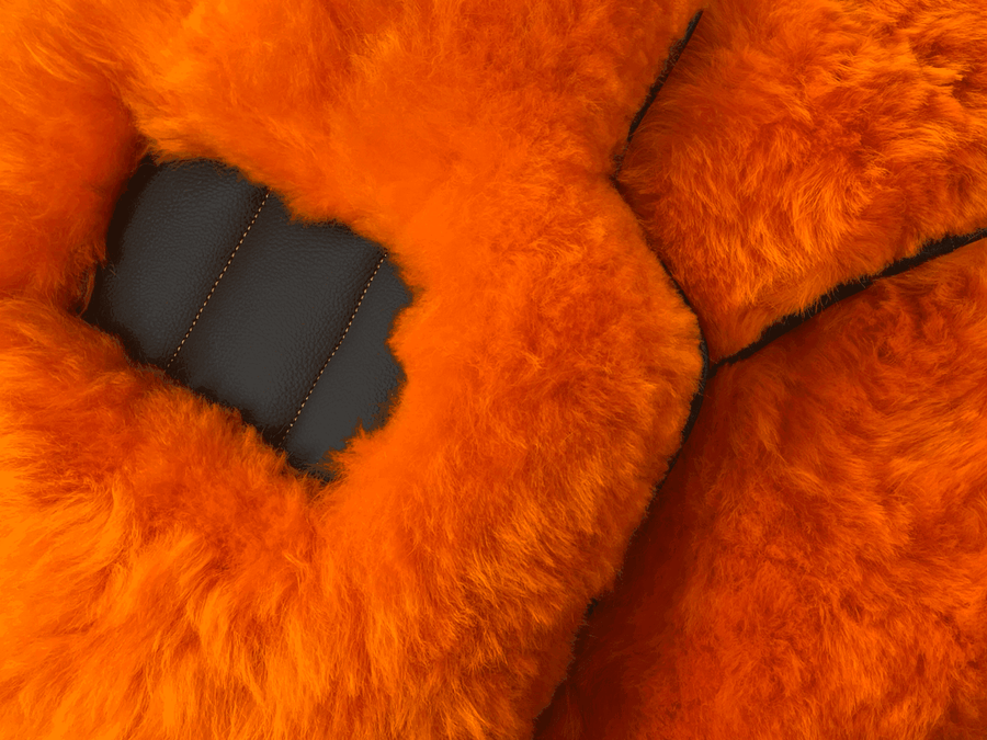 Orange Sheepskin Floor Mats For Rolls Royce Ghost Series II (2021-2024) ER56 Design Brand - AutoWin
