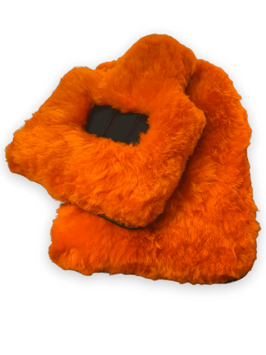Orange Sheepskin Floor Mats For Rolls Royce Ghost Series II (2021-2024) ER56 Design Brand - AutoWin