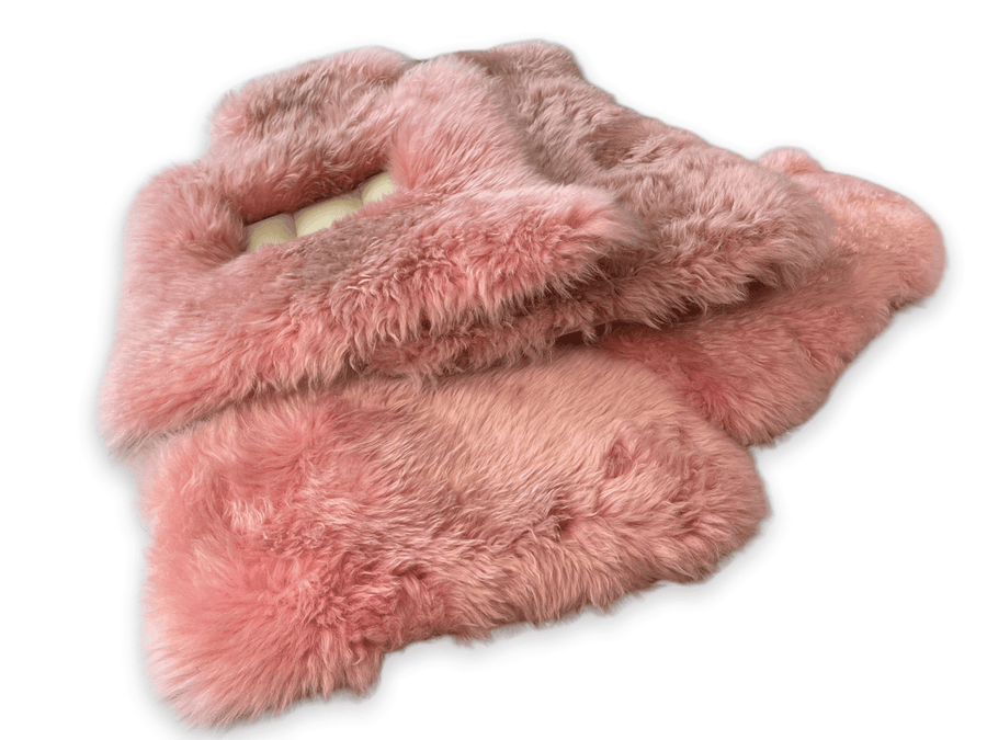Pink Sheepskin Floor Mats For Rolls Royce Dawn Rr6 2016-2023 Er56 Design Brand - AutoWin