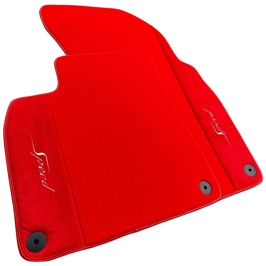 Red Floor Mats For Bentley Flying Spur (2013-2019) with Alcantara Leather - AutoWin