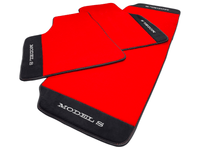 Red Floor Mats For Tesla Model S With Alcantara Leather - AutoWin