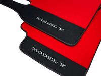 Red Floor Mats For Tesla Model Y With Alcantara Leather - AutoWin