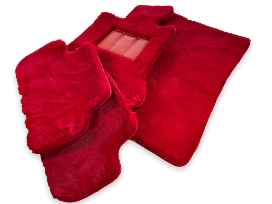 Red Sheepskin Floor Mats For Bentley Flying Spur (2013-2019) Er56 Design Brand - AutoWin